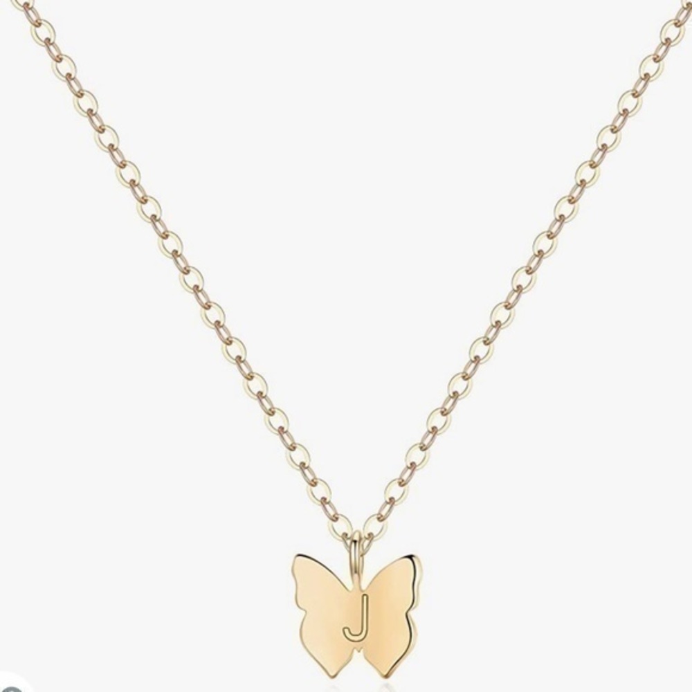 “J” butterfly necklace
